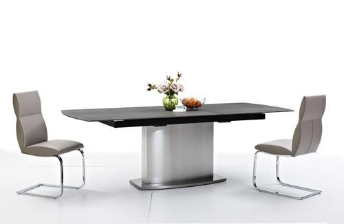 Stainless Extension Dining Table With HPL Laminate Powder Coating