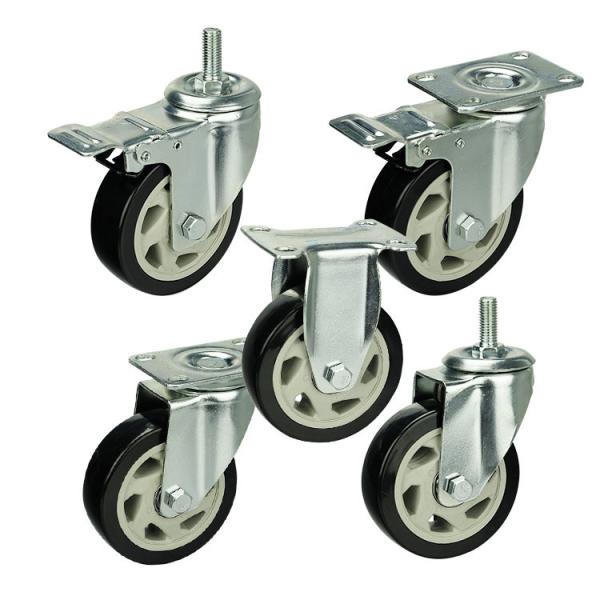 4 Inch Black PVC Hollow Core Caster Wheel Swivel Plate Ball Bearing