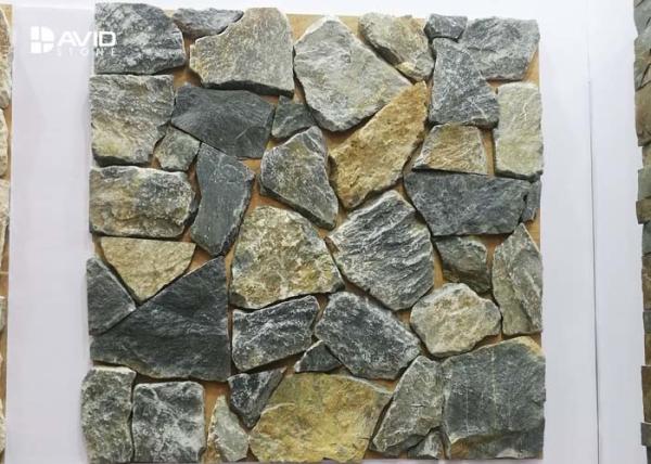 Yellow And Grey Irregular Cultured Stone Limestone For Wall Cladding Nature Surface