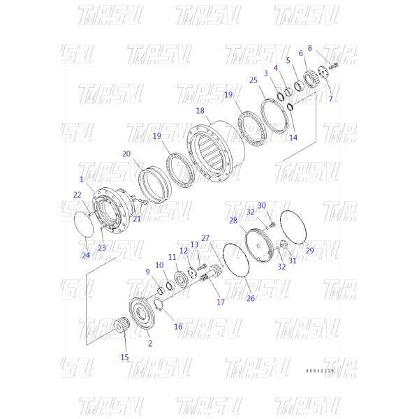 TZ110D1006-00 Depende del tamaño PC70-8 Excavadora Viaje 2 Etapas El engranaje solar con mantenimiento de aceite de engranaje y motor hidráulico