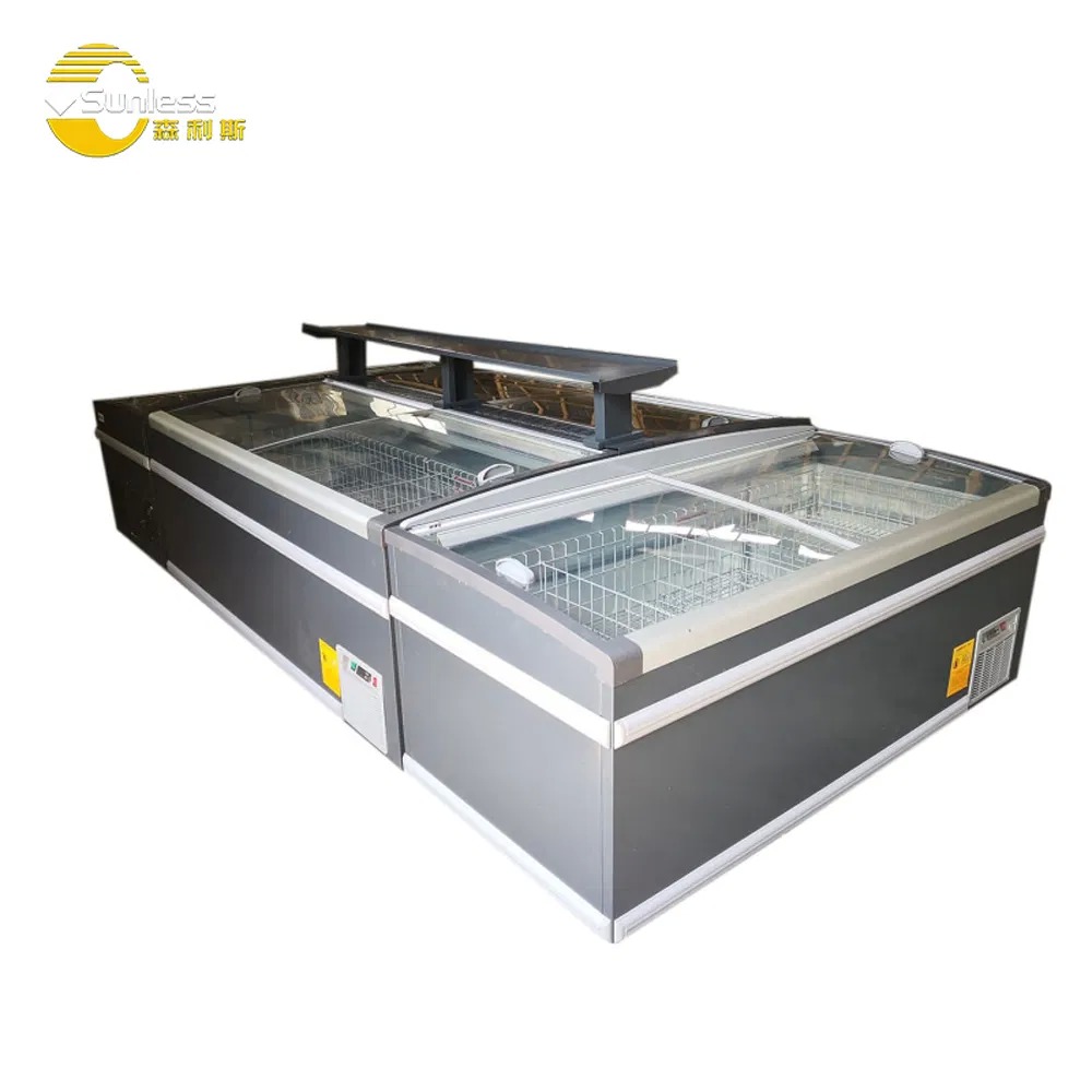 340W - 560W Combined Island Freezer Auto Defrost Ice Cream Chest Freezer Double Doors