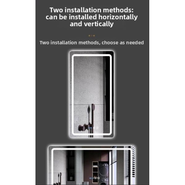 Modern Bathroom Rectangle Wall Mounted Smart Led Mirror With Time Display
