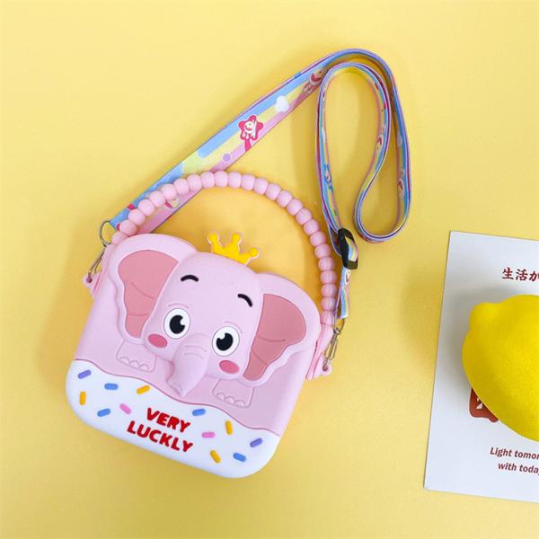 Elephant Little Girls Crossbody Purses With Chain Strap Silicone Resin Toddler Handbag Mini Casual Messenger ShoulderBag