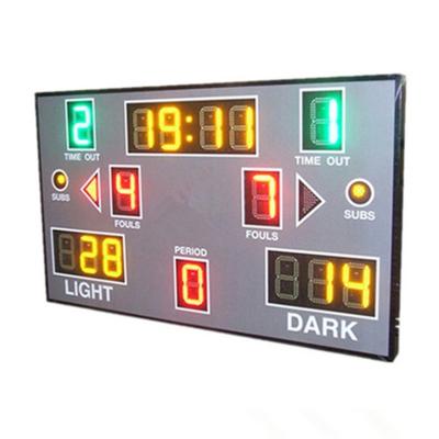 Placar eletrônico portátil do basquetebol da cor amarela verde vermelha para a faculdade