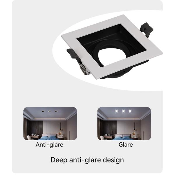 Anti-Glare GU10 MR16 Commercial Adjustable Recessed Spotlight Downlight Frame