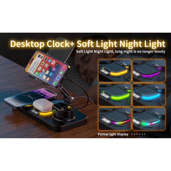 Multifunctional 3 In 1 Phone Watch Earbud Charger Stand Strong Magnetic Fast Wireless Charging