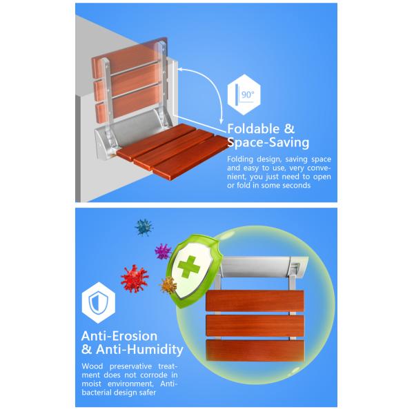 Anti Slip Wall Mounted Shower Seat Non Barrier With Reinforced Aluminum Alloy Bracket