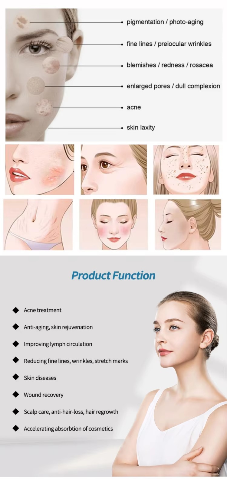 Skin Tightening Acne Treatment Wrinkle Remover 7 Color PDT LED Light Therapy Machine
