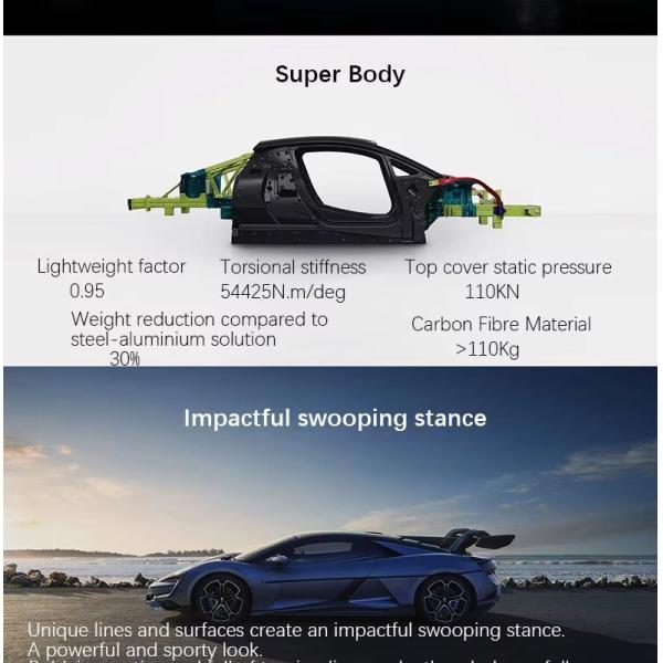 Byd Electric Car 2 Seats Yangwang U9 Pure Electric Luxury Sports Car 300km/H Max Speed