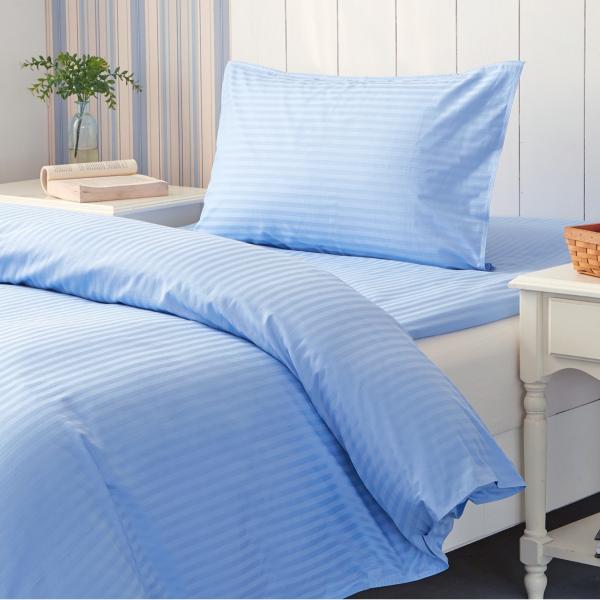 Sateen Stripe 233-400 Thread Count Cotton Bed Sheet Set Wrinkle Resistant / Hypoallergenic