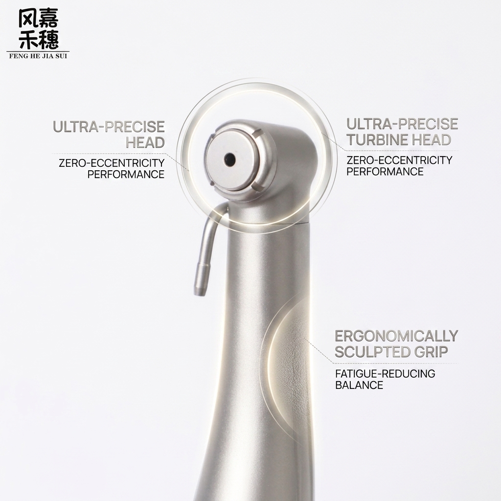 45 Degree Dental Surgical Handpiece with High-Precision Ceramic Ball Bearings and Rear Exhaust System for Precision Procedures
