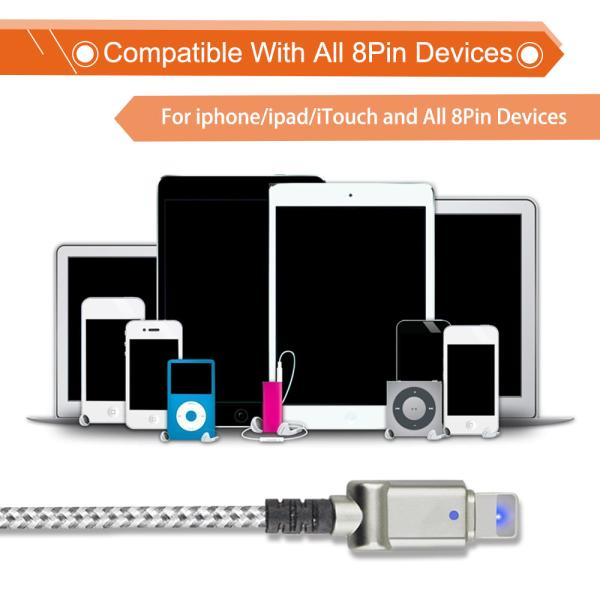 IPhone 7 6 5 6s Plus Led Light USB Cable Male To 8 Pin Male Lightweight Portable