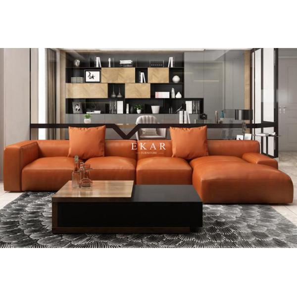 Nordic New Fashion L Shape Upholstered Living Room Furniture Leather Sofa Set