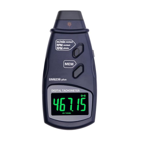 Sm6236 Plus Photoelectric Contact Digital Tachometer 2 in 1 Rpm Speed Tester