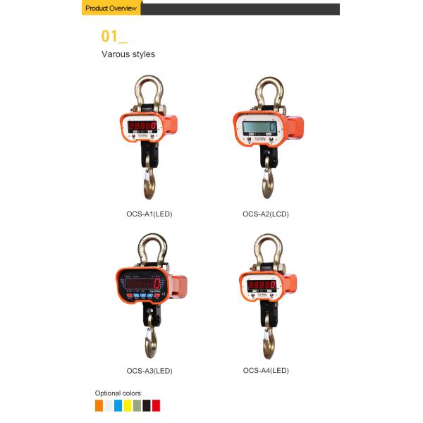6V/10Ah Electronic Crane Scales Alloy Case 1ton To 5 Ton Calibrate Voltage Display