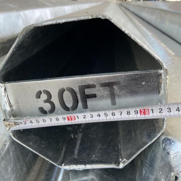 Overhead Line Electric Steel Pole 30FT Galvanized Steel Power Pole 127mm
