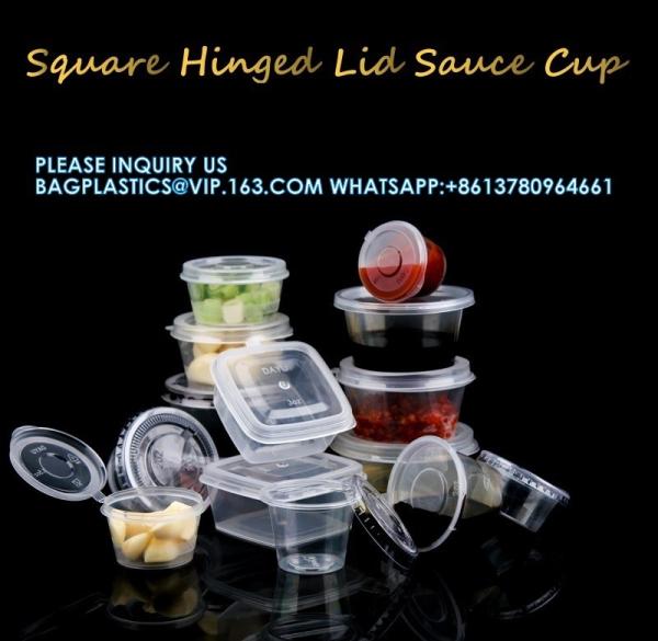 Factory Direct Sale Disposable Plastic Food Transparent Sauce Cup Cover Takeaway Food Square Sauce Container