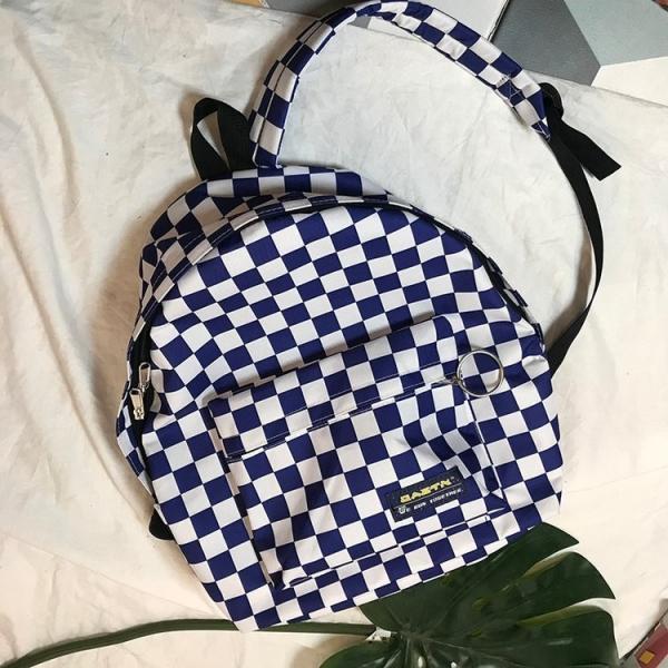 2018 new hip-hop fashion checkerboard circle label campus backpack for high school students