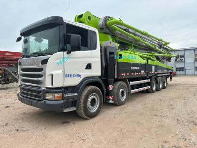 2014 Year Scania 5 Axle 63 M Second Hand Concrete Pump Truck Ideal for Grey Construction Projects