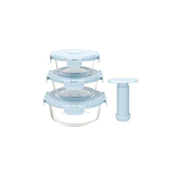 Durable Stackable Vacuum Seal Glass Storage Containers With Pump-A