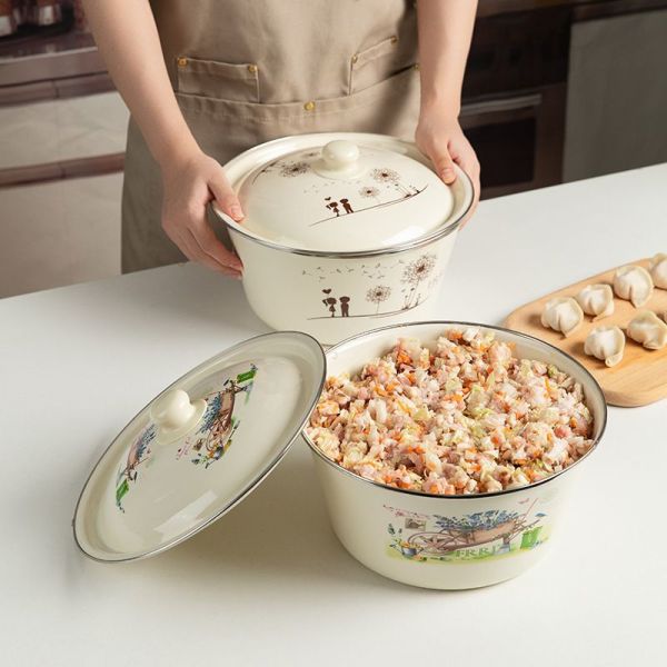 Eco Friendly Enamel Storage Bowl Large African Enamelware Wash Basin Customizable Size