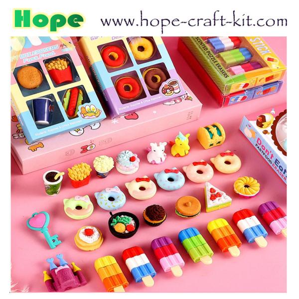OEM ODM TPR PVC Erasers Kids Stationery supplies 3D Animal, Food, Plant, Vegetables, Fruits  disassembled and assembl