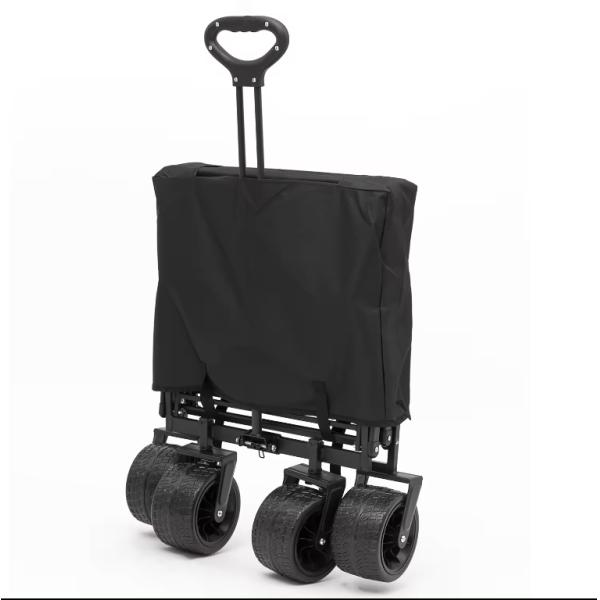 Outdoor Beach Hiking Camping Travelling Wagon with Retractable Handle and Cup Holders