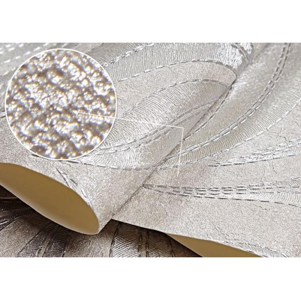 Moisture - proof Silver White Leaf Pattern Wallpaper For Living Room