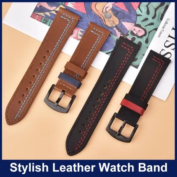 Waterproof Crazy Horse Men's Leather Watch Strap