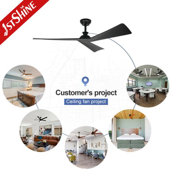 Energy Saving Smart Remote Ceiling Fan Black ABS Blades with 6 Speed and Time Setting
