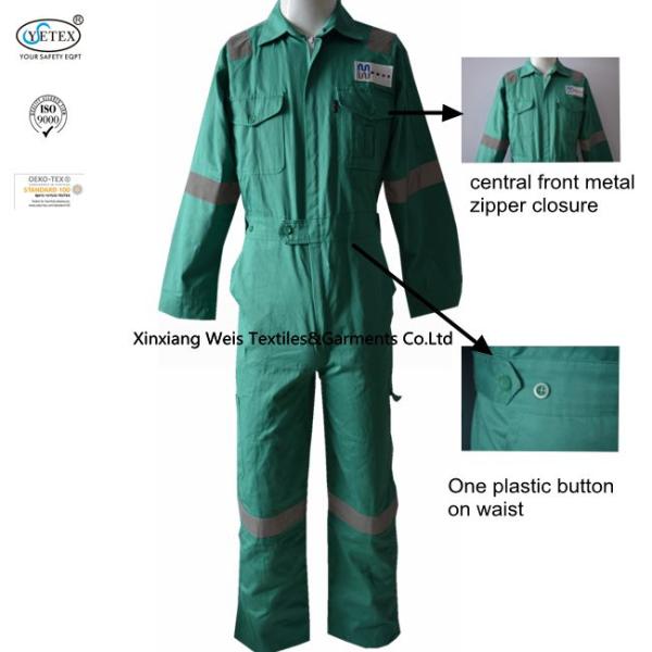 Working Safety Green Fr Cotton Coveralls / Fire Resistant Insulated Coveralls