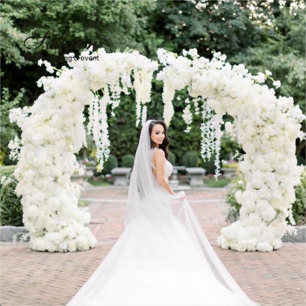 Decoração de Casamento Ponto de fundo Estande Portagem única Forma de Lua Estande de Metal Branco 210CM