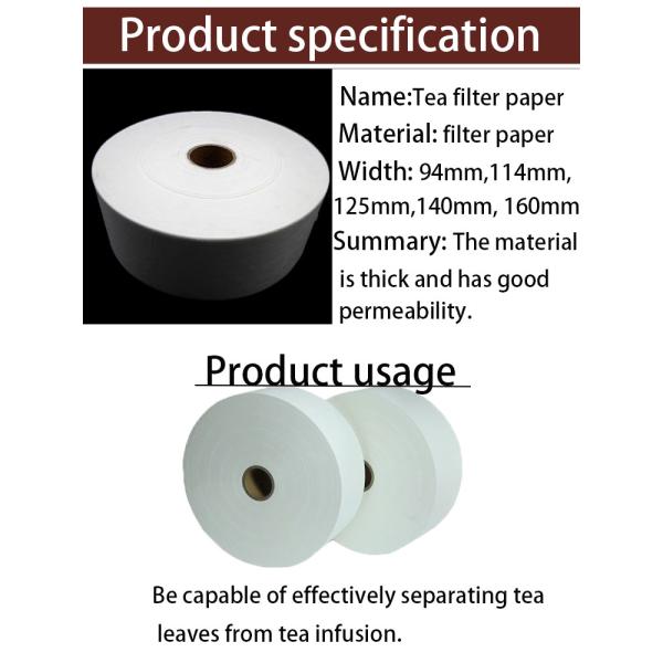 Produit alimentaire étanche à la chaleur 125 mm Filtre à papier pour le thé