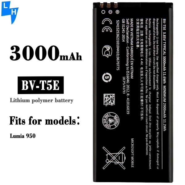 500PCS MOQ BV-T5E 4.4V 3000mAh Rechargeable Battery for Nok Lumia 950 RM-1106 RM-1104 RM-110