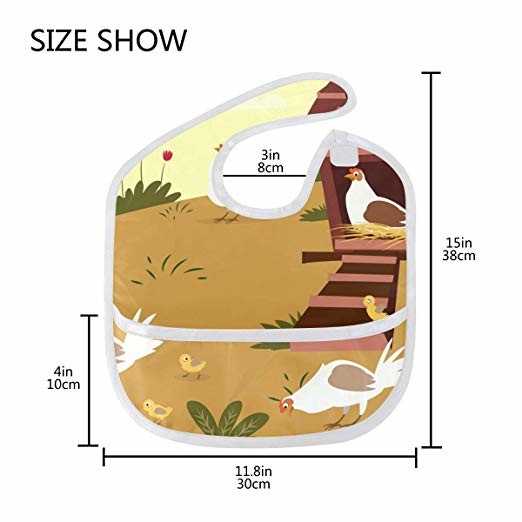 Farm Poultry Cock Chicken Baby Apron Bib For Toddler 6-24 Months Boys & Girls