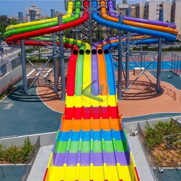 High Platform Racer Water Slide Fiberglass Material For Water Amusement Park