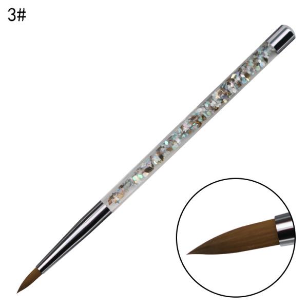 Glitter Handle Nail Art Brush Size 5-7 Kolinsky Acrylic Liquid Nail Art Tools