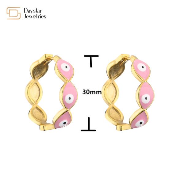 18k Gold Plated Evil Eye Huggie Earrings Women Colorful Enamel