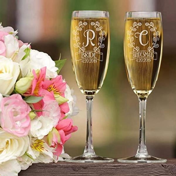High Quality Champagne Flute Set Couple Lead Free Crystal Clear Wine Glass Gift