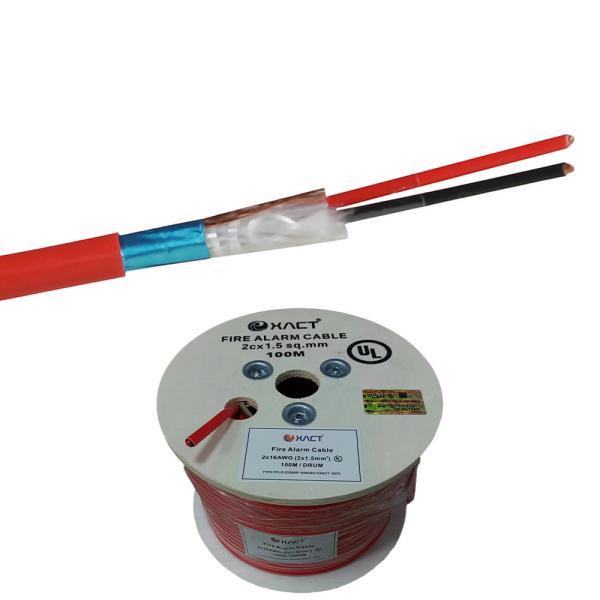 PVC Jacket Exactcables 2 núcleo cobre blindado 1.5 Cable Alarme de incêndio vermelho Bs6387 padrão