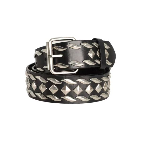 Willow Leaf Hardware Rivet Punk Dark Square Bead Belt Fashion Jeans Strap