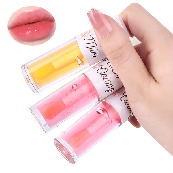 Moisturizing Lip Oil Peach Flavor Honey Plumper Lips Clear Gloss Oil