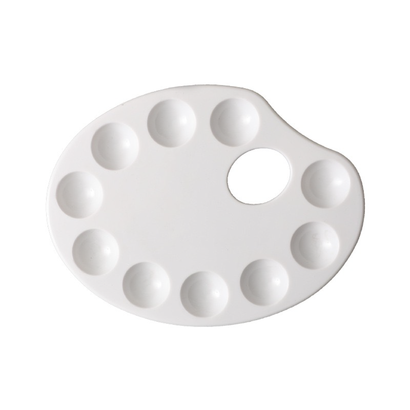 High Quality OEM 10 Well Acrylic and Watercolor Portable Plastic Paint Palette For Mix Color