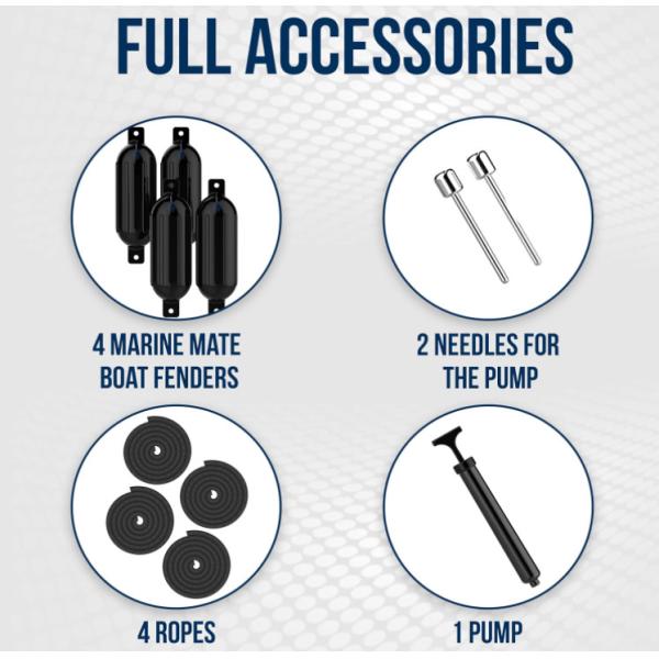 Boat Fender 4 Pack Boat Bumpers Fenders with 4 Ropes Boat Bumpers for Pontoon Boat Fenders Inflatable