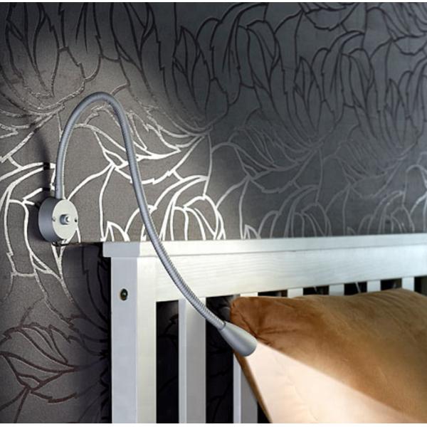Wall Mounted 1W LED Kids Bed Reading Light with Flexible Goose Neck and Chrome Plating