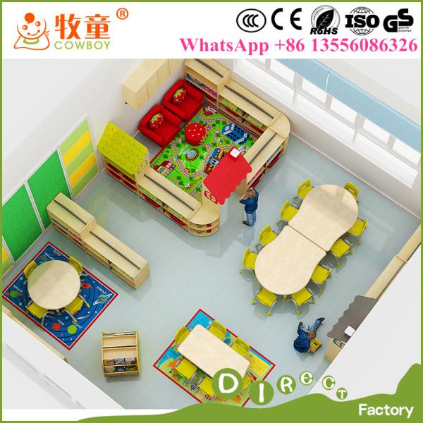China Nursery School Furniture Vendor Kids Wooden Desk and Chairs for Wholesale