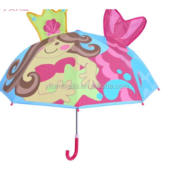 Open Diameter 90cm 19inch 8K 190T Pongee Kids Umbrella with Ears Personalized and Cute