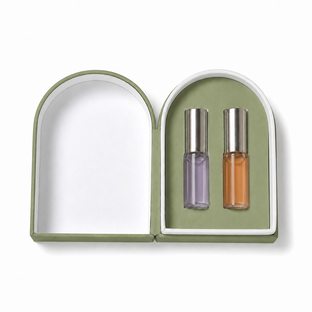 Flip Rigid Perfume Packaging Boxes Custom Arch Shaped with Printed EVA Insert