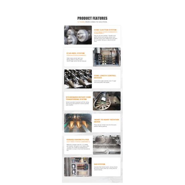 SS 1.5KW Ice Cream Cone Production Line 121 Baking Plates 11 Kg / Hour