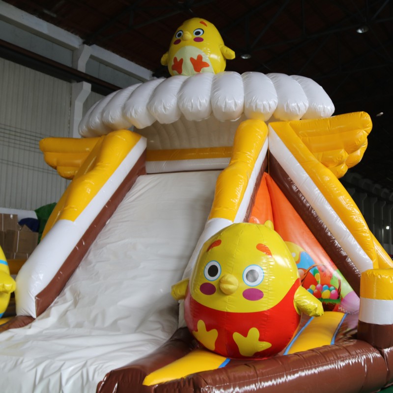 Yellow Circus Theme Inflatable Bounce House and Slide Combo for Kids Parties and Parks